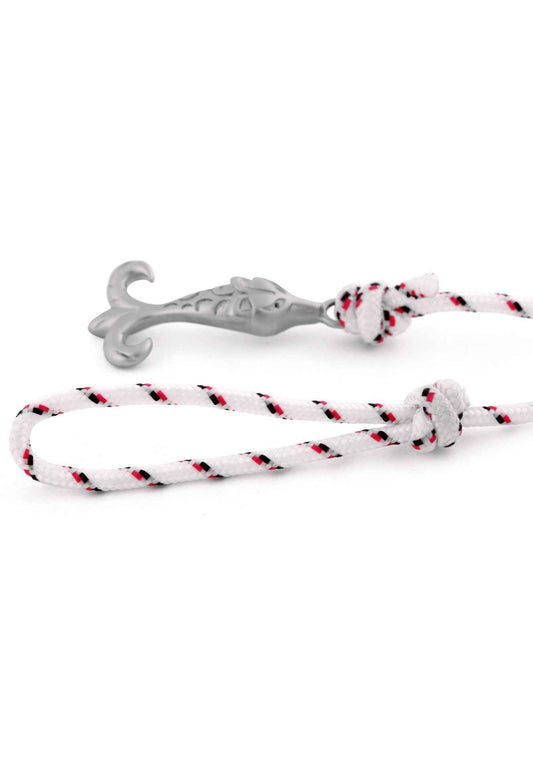 Vulpes Nylon Bracelet Double Wrapped Silver - White-Blue-Red