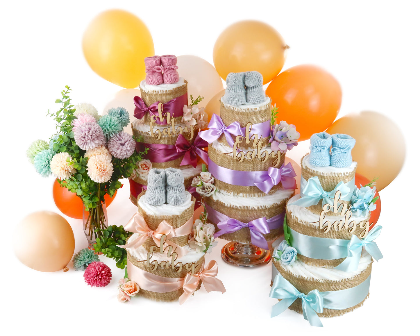 Große Windeltorte Alles Jute | zur Geburt + personalisiertes Baby Dekokissen | plum