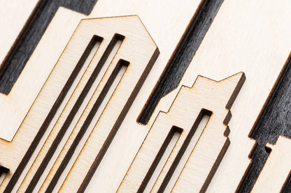 3D Wandbild aus Holz Skyline Berlin 2017