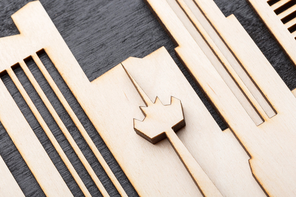 3D Wandbild aus Holz Skyline Hamburg 2017