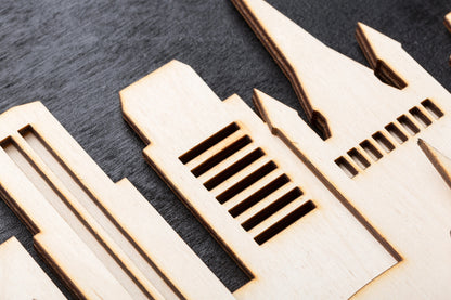 3D Wandbild aus Holz Skyline Berlin 2017