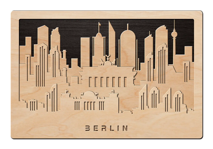 3D Wandbild aus Holz Skyline Berlin 2017