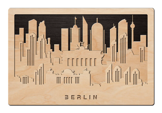 3D Wandbild aus Holz Skyline Berlin 2017