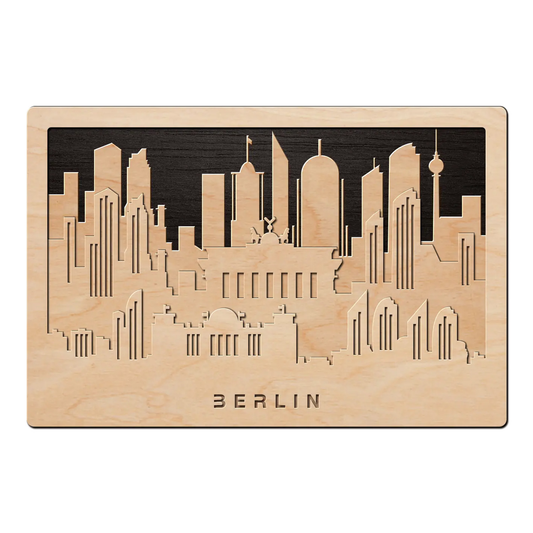 3D Wandbild aus Holz Skyline Berlin 2017