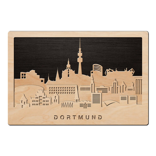 3D Wandbild aus Holz Skyline Dortmund 2017
