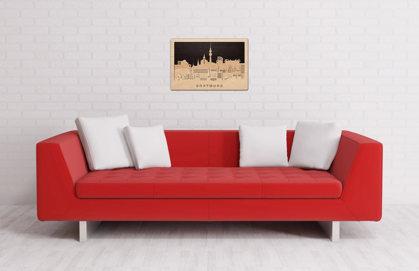 3D Wandbild aus Holz Skyline Dortmund 2017