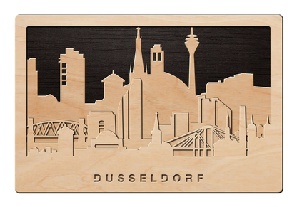 3D Wandbild aus Holz Skyline Düsseldorf 2017