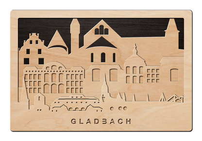 3D Wandbild aus Holz Skyline Gladbach 2017