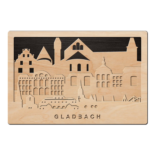 3D Wandbild aus Holz Skyline Gladbach 2017