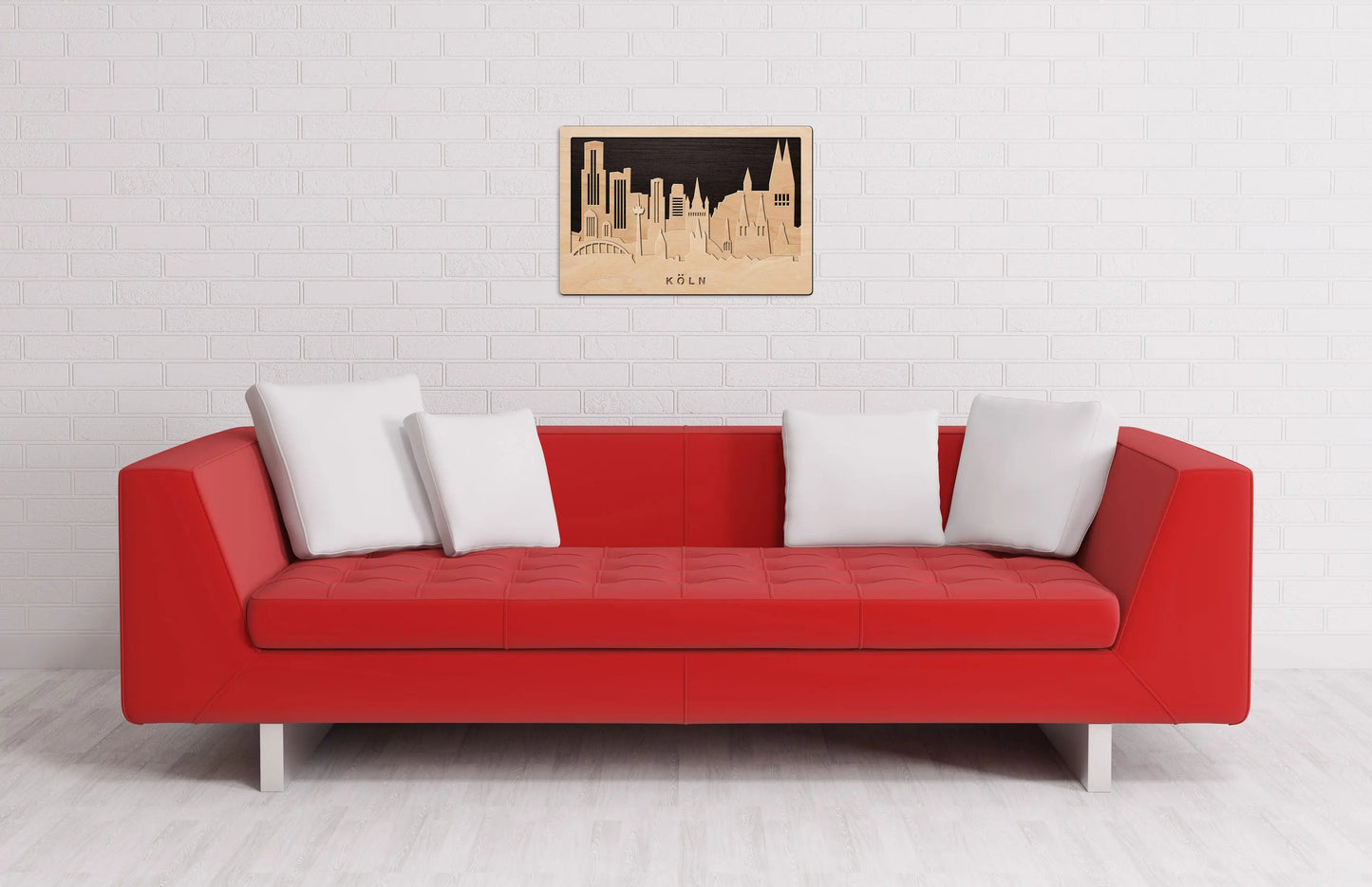 3D Wandbild aus Holz Skyline Köln 2017