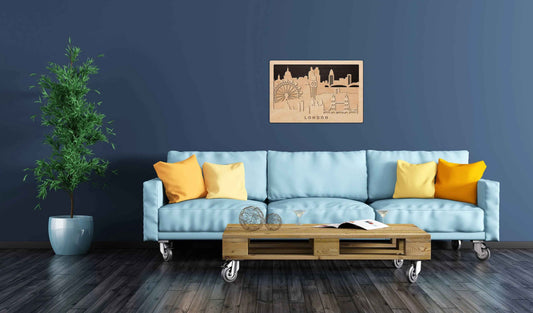 3D Wandbild aus Holz Skyline London 2017