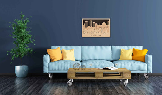 3D Wandbild aus Holz Skyline Ruhrpott 2017