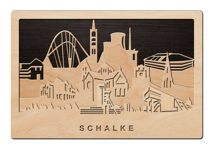3D Wandbild aus Holz Skyline Schalke 2017