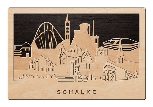 3D Wandbild aus Holz Skyline Schalke 2017