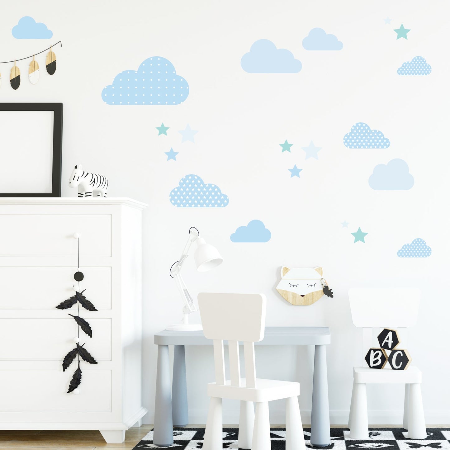 Wandsticker Set Pastell Wolken & Sterne