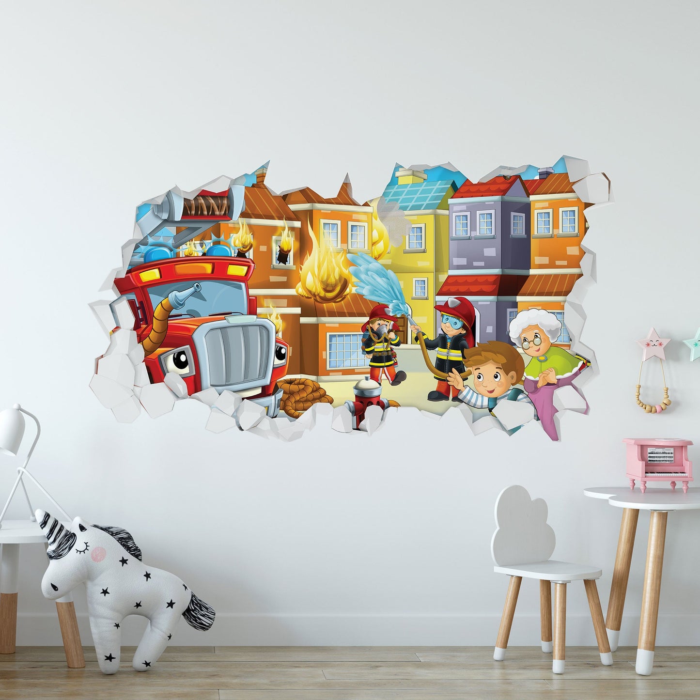 Wandtattoo Kinderzimmer Feuerwehr Design