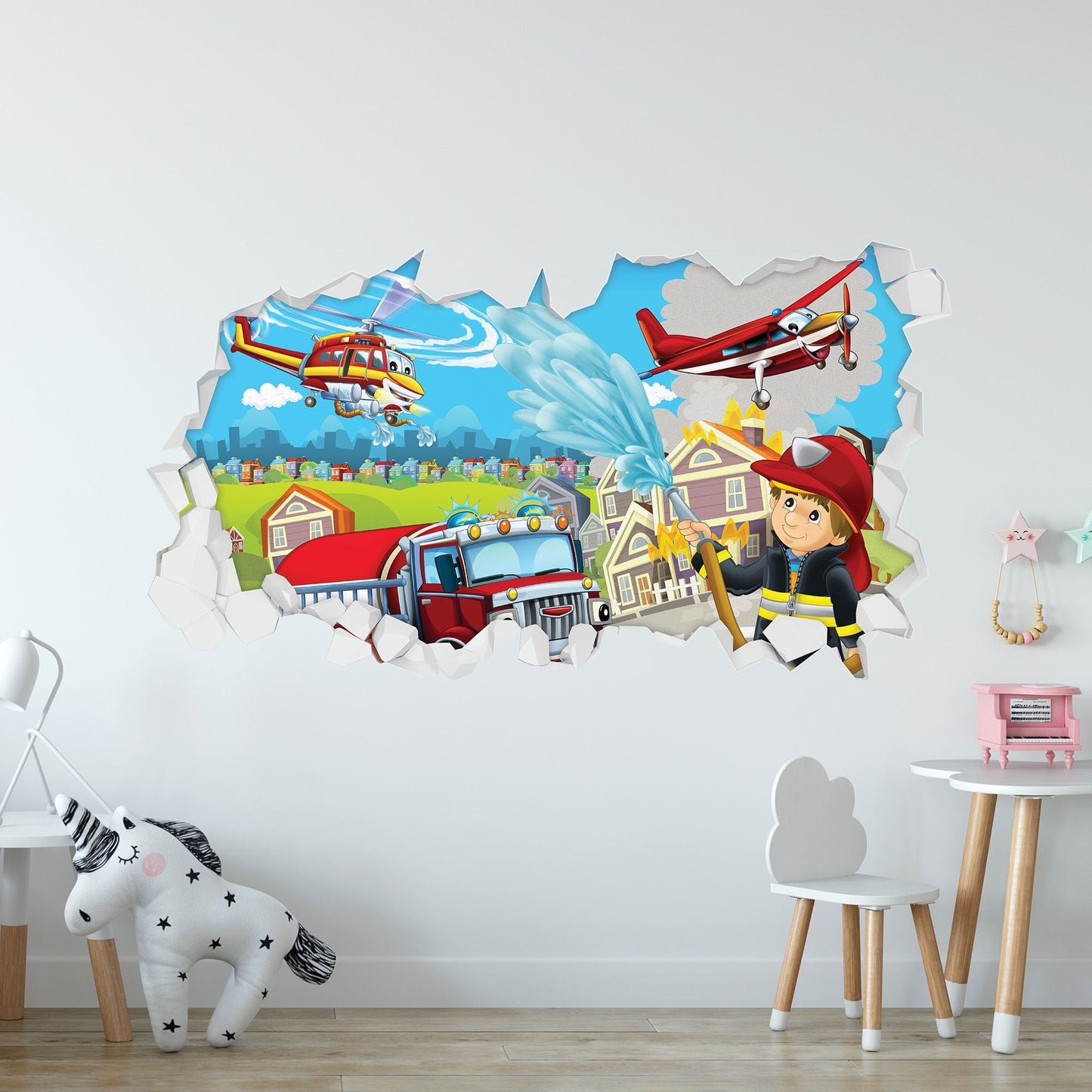 Wandtattoo Kinderzimmer Feuerwehr Design