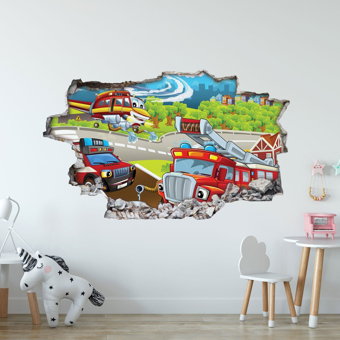 Wandtattoo Kinderzimmer Feuerwehr Design
