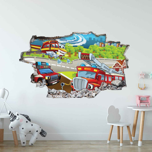 Wandtattoo Kinderzimmer Feuerwehr Design