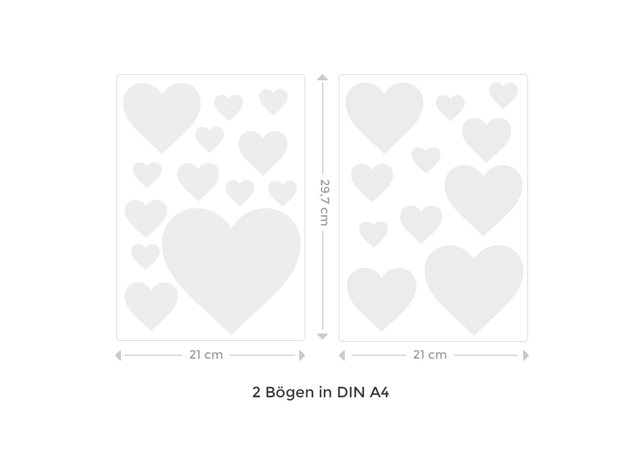Wandsticker Set Pastell Herzen