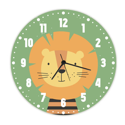 Wanduhr für Kinder im Löwen Design - mit UV Druck