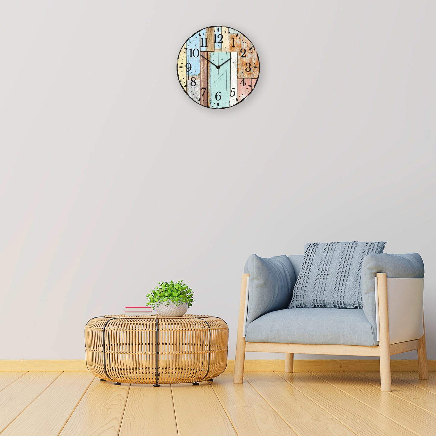 Wanduhr aus Holz Luv Vintage - UV Druck