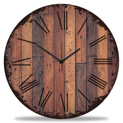Wanduhr aus Holz Vintage Dielen - mit UV Druck