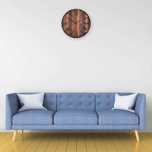 Wanduhr aus Holz Vintage Dielen - mit UV Druck