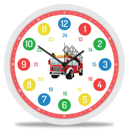 Wanduhr Kinder Feuerwehr - mit UV Druck
