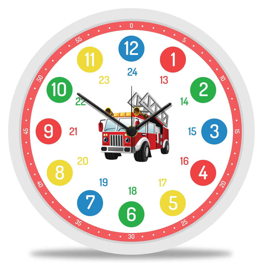 Wanduhr Kinder Feuerwehr - mit UV Druck