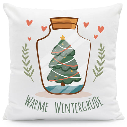 Kissen mit Weihnachtsmotiv - Warme Wintergrüße - Weihnachtsdeko - Für Frauen & Männer