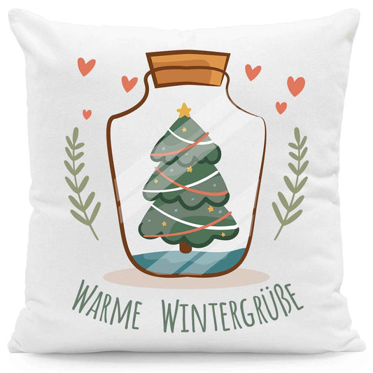 Kissen mit Weihnachtsmotiv - Warme Wintergrüße - Weihnachtsdeko - Für Frauen & Männer