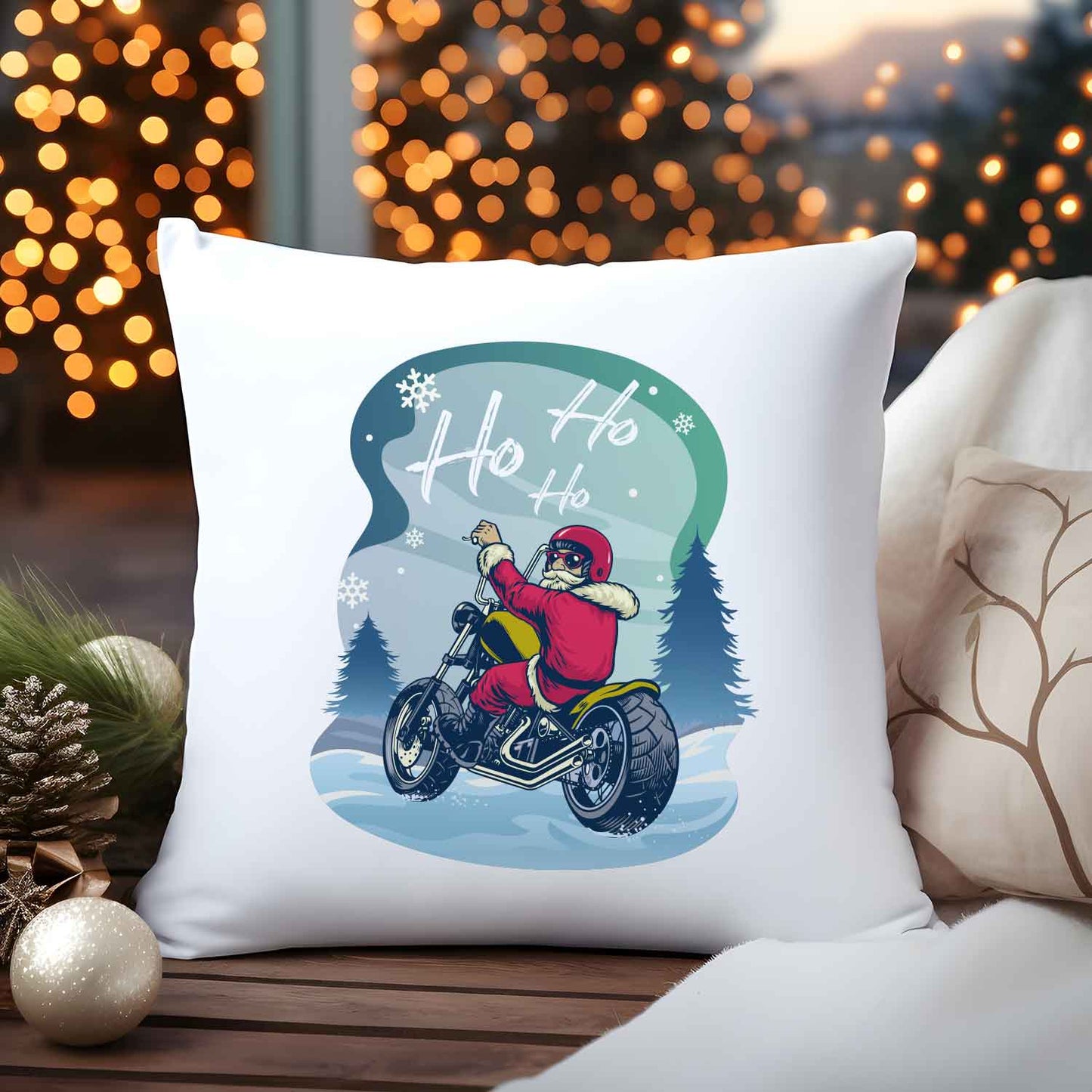 Kissen mit Weihnachtsmotiv - Cool Santa  - Weihnachtsdeko - Geschenk für Frauen & Männer