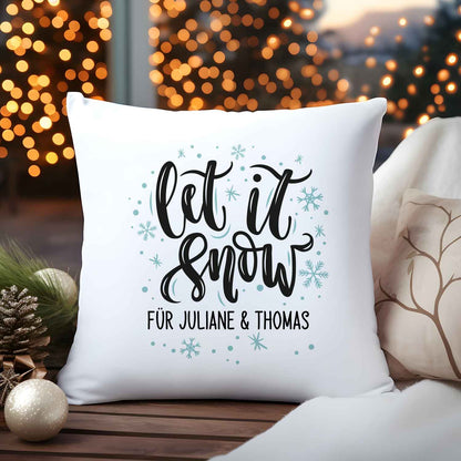Kissen mit Weihnachtsmotiv - Personalisierbar - Let it snow - Weihnachtsdeko - Für Frauen & Männer