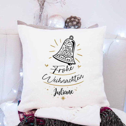 Kissen mit Weihnachtsmotiv und Namen - Weihnachtsglocke  - Weihnachtsdeko - Geschenk für Sie & Ihn