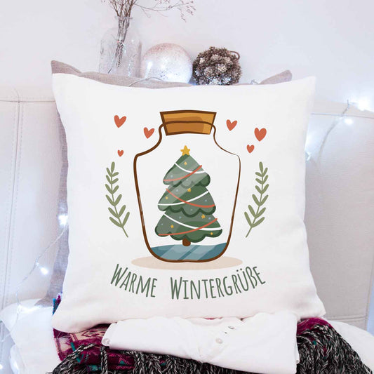 Kissen mit Weihnachtsmotiv - Warme Wintergrüße - Weihnachtsdeko - Für Frauen & Männer