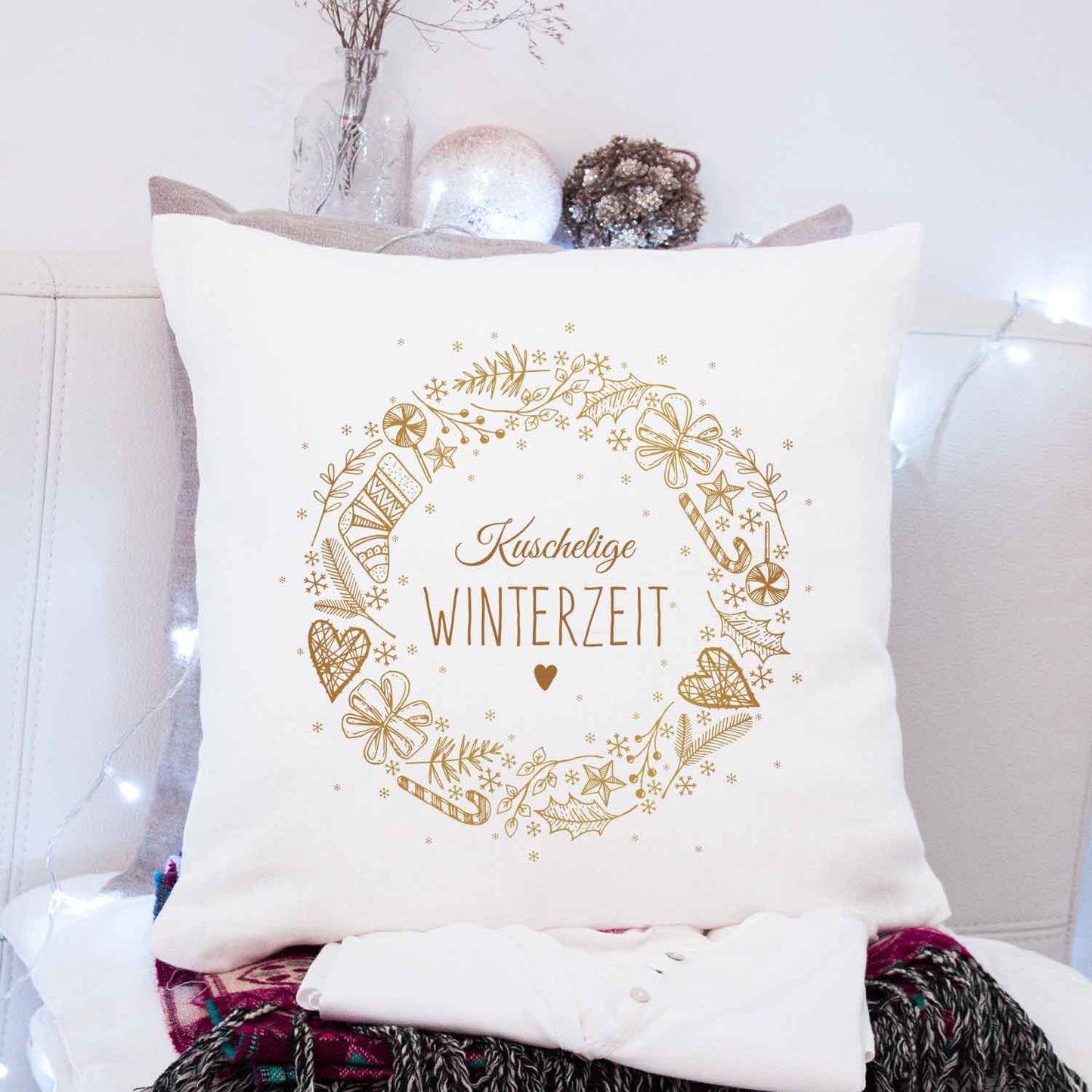 Kissen mit Weihnachtsmotiv - Kuschelige Winterzeit - Weihnachtsdeko - Geschenke für Frauen & Männer