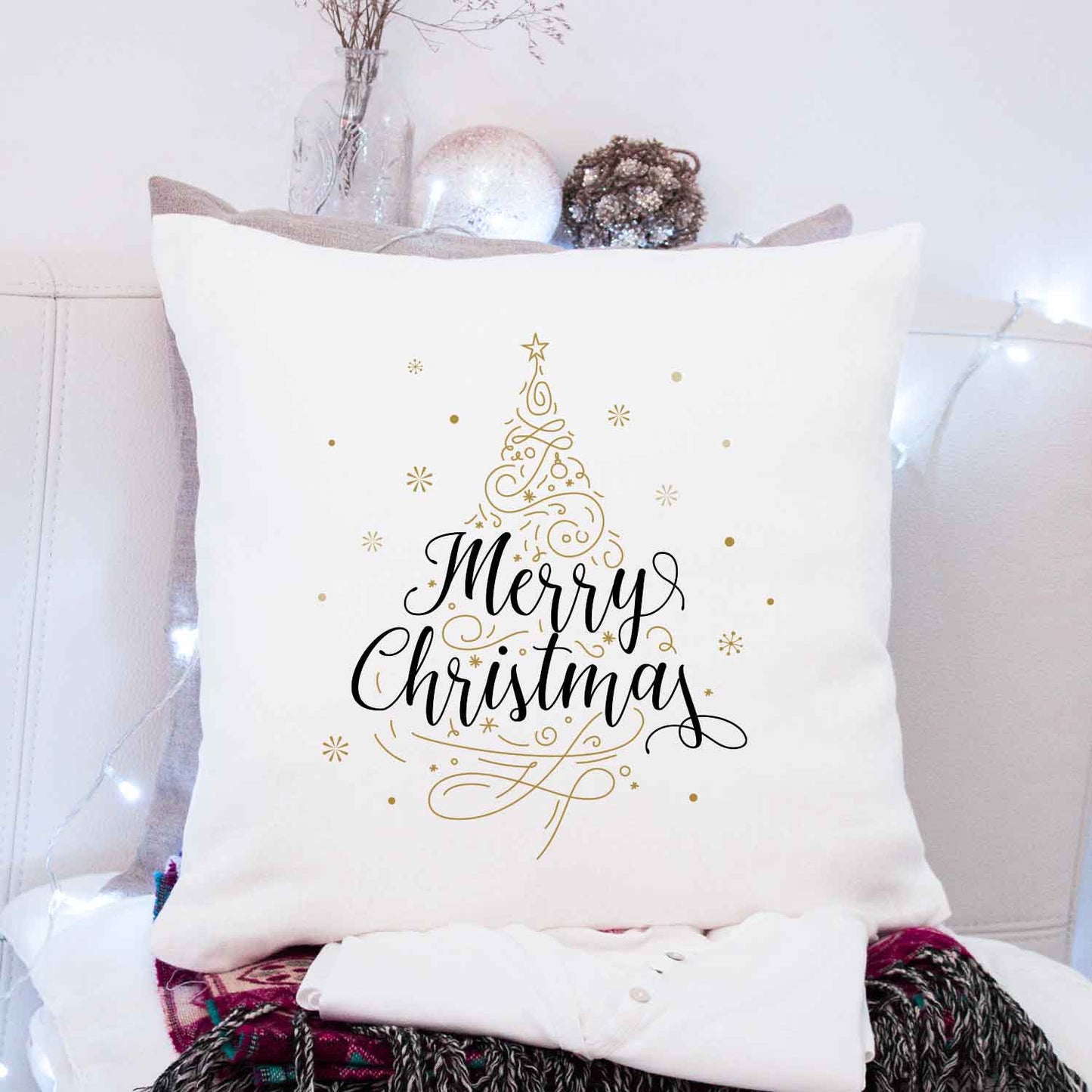 Bedrucktes Kissen mit Motiv im Weihnachtsbaum Design