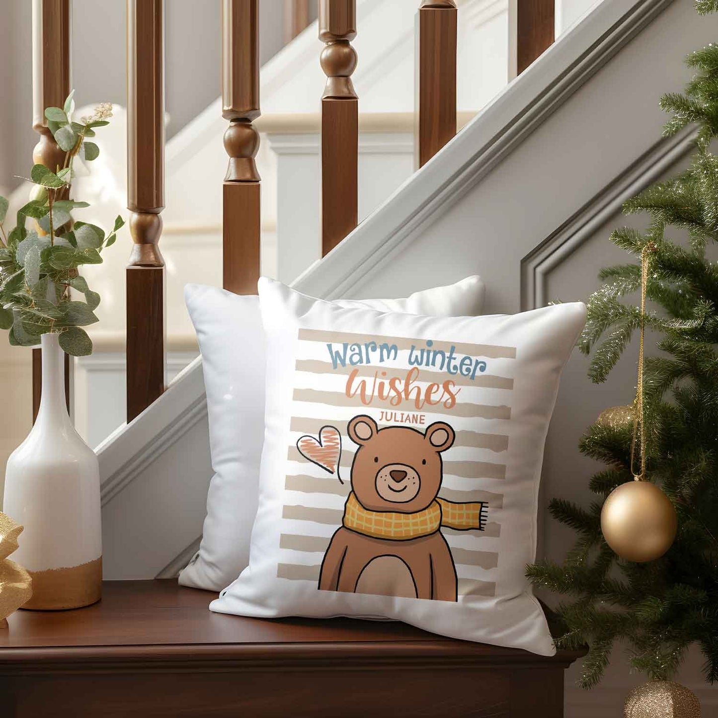 Kissen mit Weihnachtsmotiv - Warm Winter Wishes - Weihnachtsdeko - Für Frauen & Männer