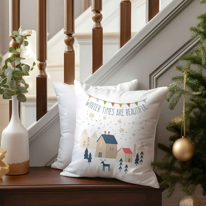 Kissen mit Weihnachtsmotiv - Winter times are beautiful  - Weihnachtsdeko - Geschenk für Sie & Ihn