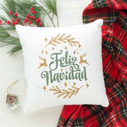 Kissen mit Weihnachtsmotiv - Feliz Navidad  - Weihnachtsdeko - Geschenk für Frauen & Männer