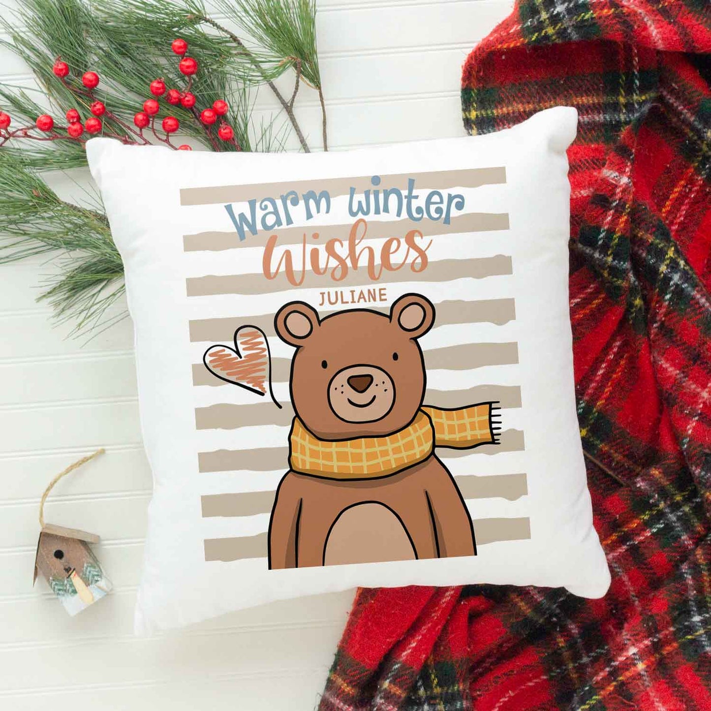 Kissen mit Weihnachtsmotiv - Warm Winter Wishes - Weihnachtsdeko - Für Frauen & Männer