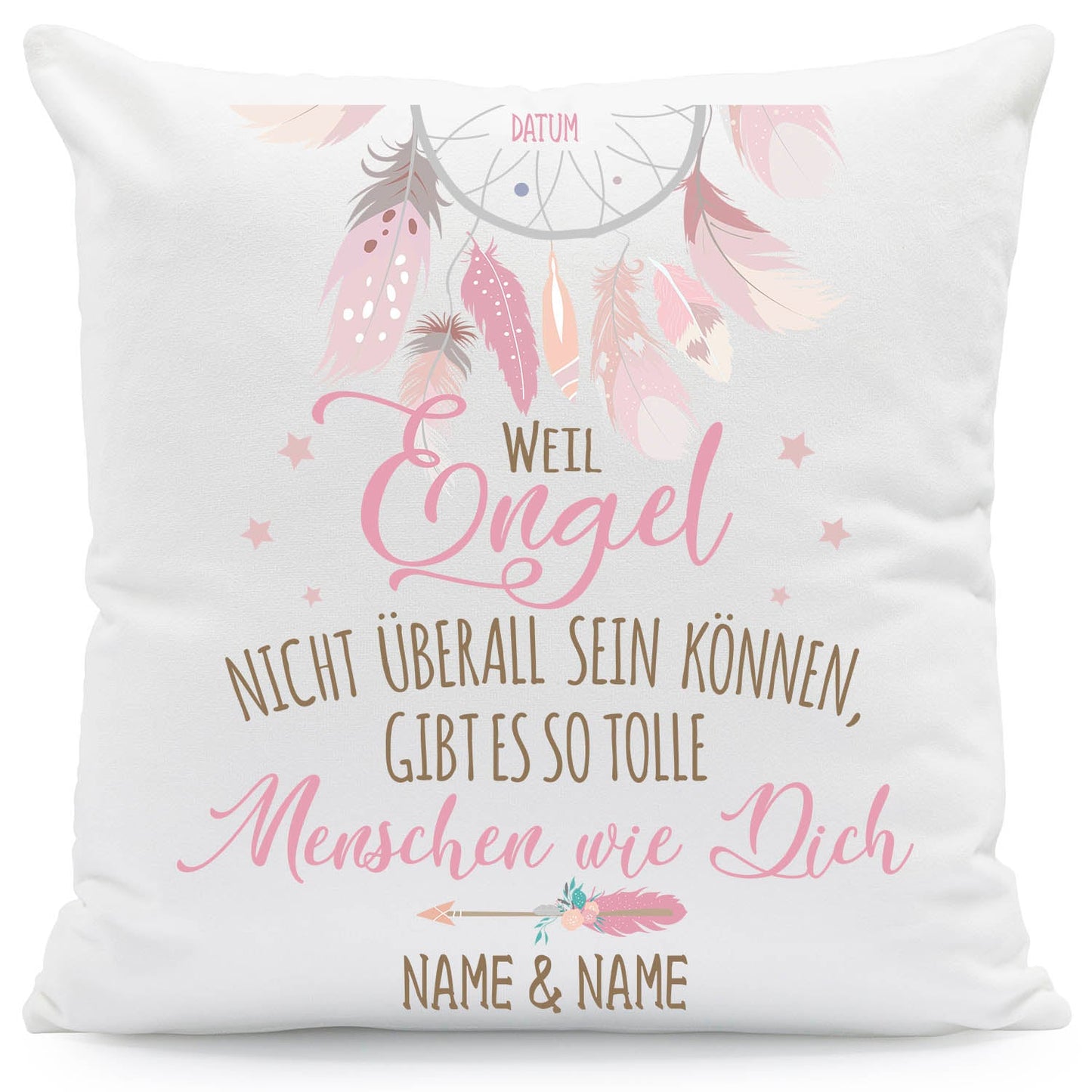 Bedrucktes Kissen mit Motiv Weil Engel nicht überall sein können