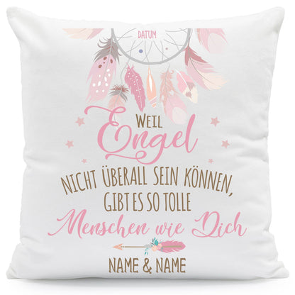 Bedrucktes Kissen mit Motiv Weil Engel nicht überall sein können
