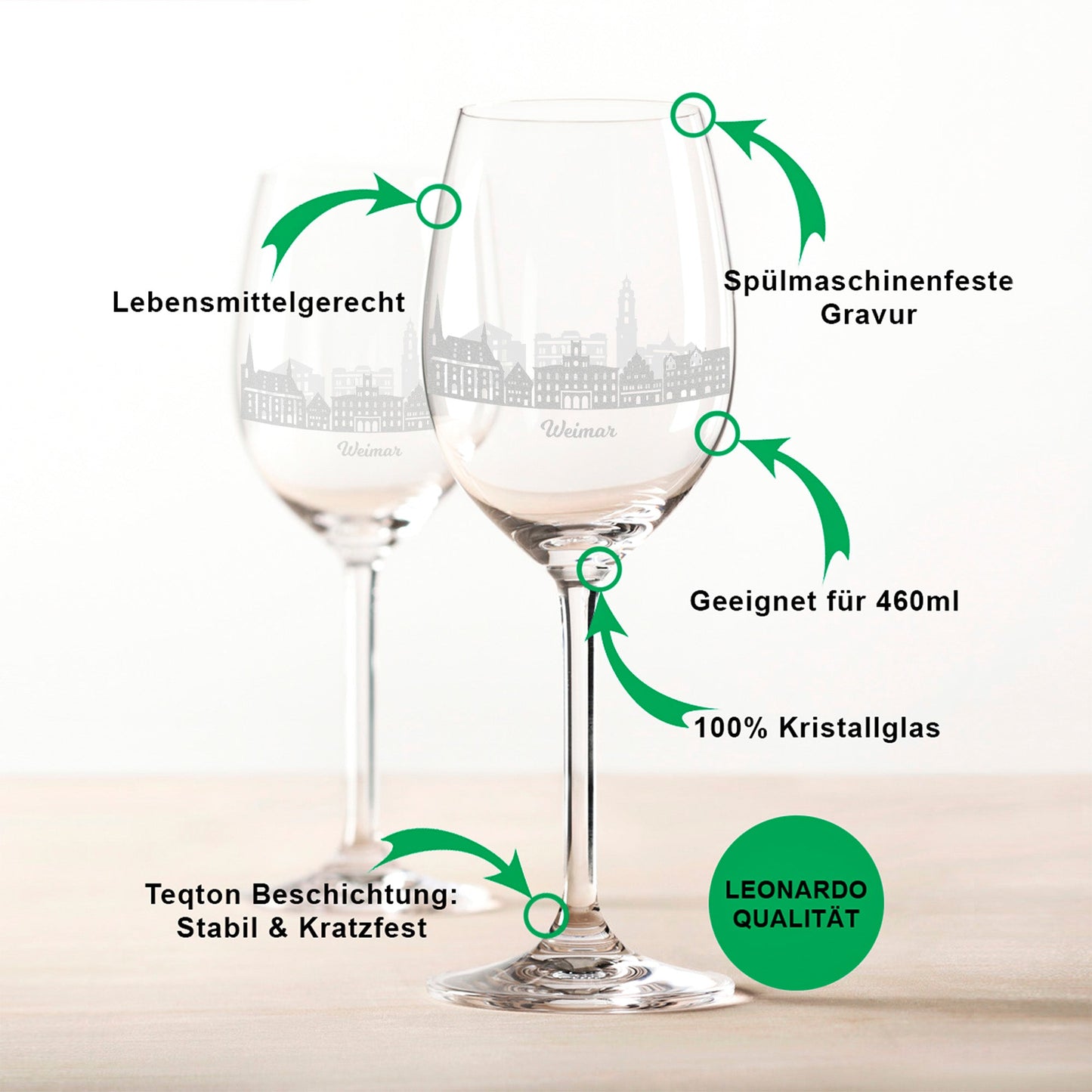 Leonardo Weingläser mit Skyline Weimar Gravur im Set