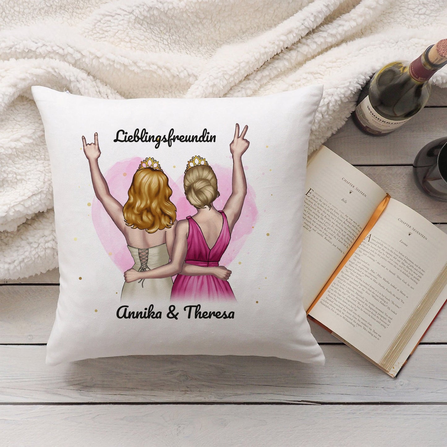 Bedrucktes Kissen mit Konfiguration im Beste Freundin Design
