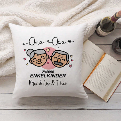 Bedrucktes Kissen mit Motiv "Oma & Opa Enkelkind" mit Wunschnamen