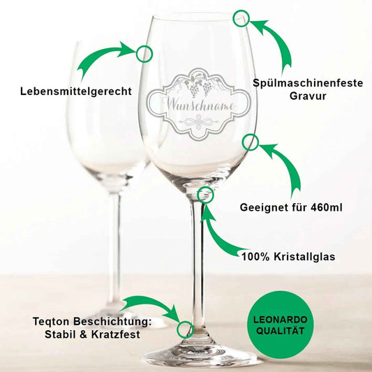 Leonardo Weinglas "Weinranke" mit Namen Gravur