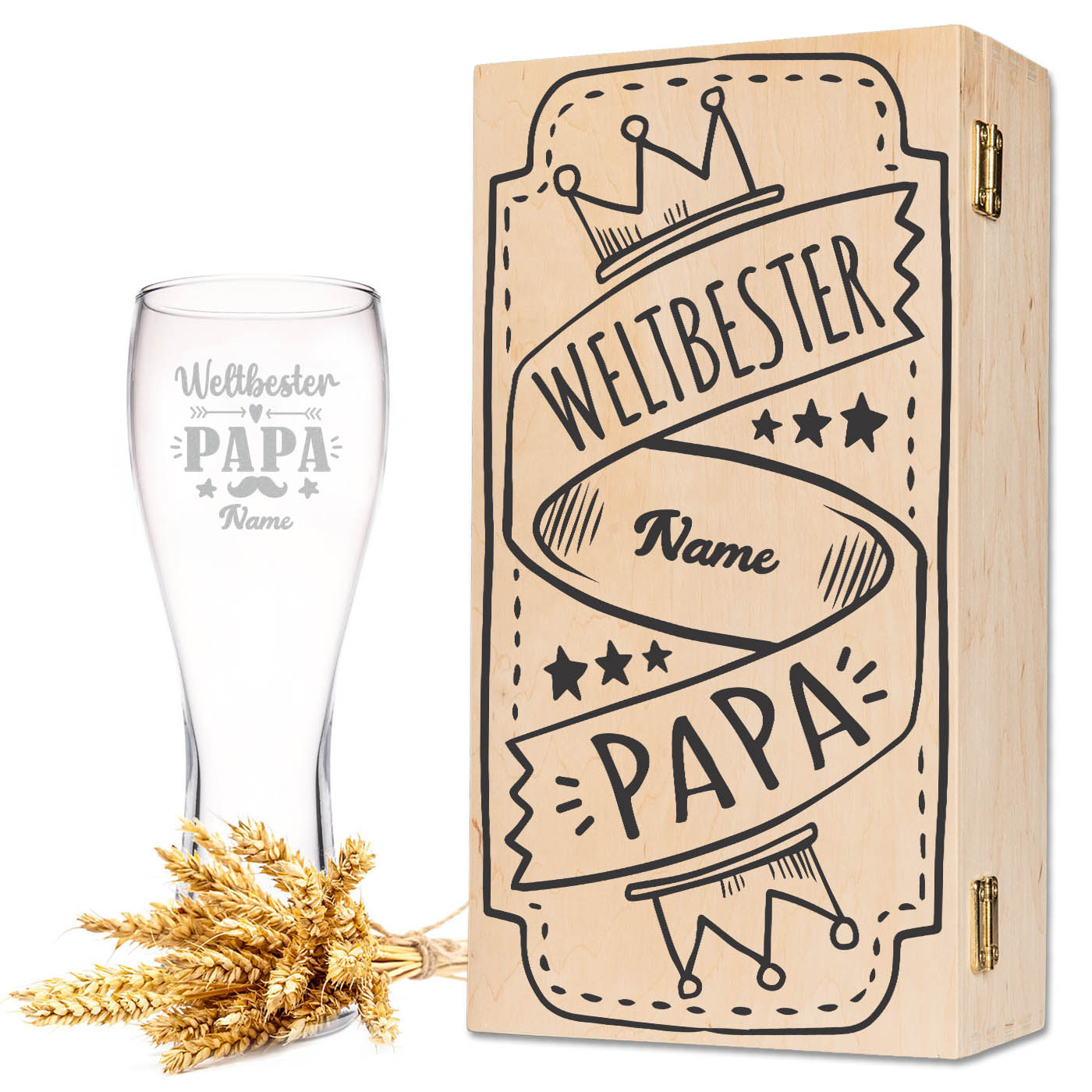 Leonardo Weizenglas "Weltbester Papa" mit Namen
