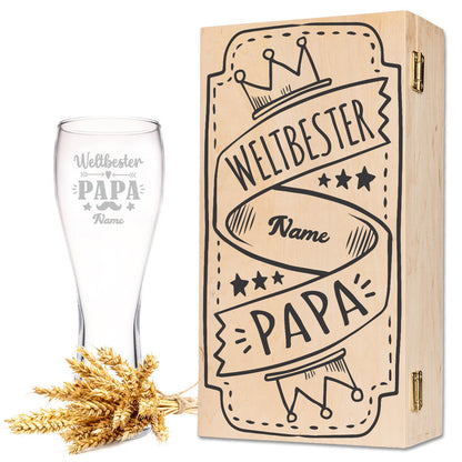 Leonardo Weizenglas "Weltbester Papa" mit Namen